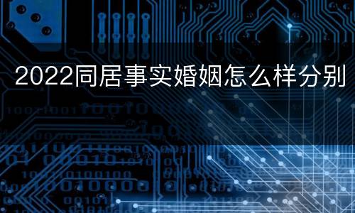 2022同居事实婚姻怎么样分别