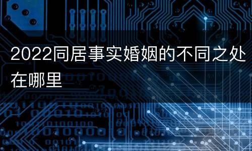 2022同居事实婚姻的不同之处在哪里