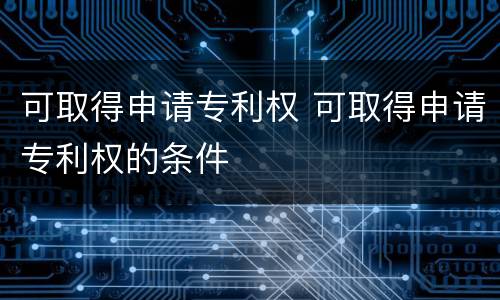 可取得申请专利权 可取得申请专利权的条件