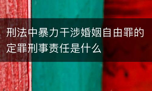 刑法中暴力干涉婚姻自由罪的定罪刑事责任是什么