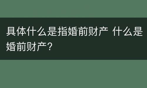 具体什么是指婚前财产 什么是婚前财产?