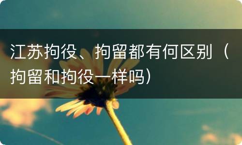 江苏拘役、拘留都有何区别（拘留和拘役一样吗）