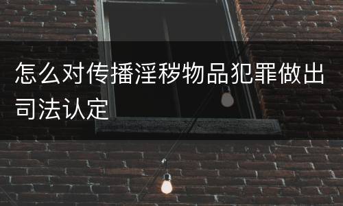 怎么对传播淫秽物品犯罪做出司法认定