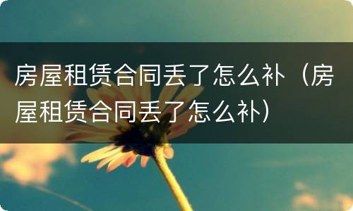 房屋租赁合同丢了怎么补（房屋租赁合同丢了怎么补）