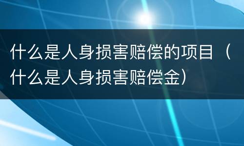 什么是人身损害赔偿的项目（什么是人身损害赔偿金）