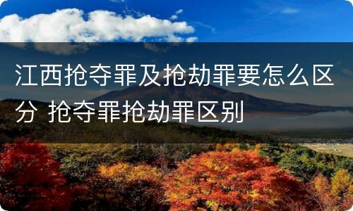 江西抢夺罪及抢劫罪要怎么区分 抢夺罪抢劫罪区别
