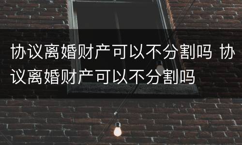 协议离婚财产可以不分割吗 协议离婚财产可以不分割吗