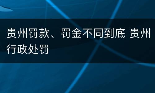 贵州罚款、罚金不同到底 贵州行政处罚