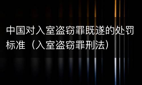 中国对入室盗窃罪既遂的处罚标准（入室盗窃罪刑法）