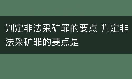 判定非法采矿罪的要点 判定非法采矿罪的要点是