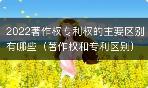 2022著作权专利权的主要区别有哪些（著作权和专利区别）