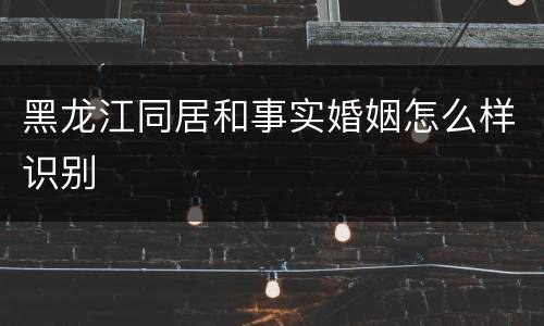 黑龙江同居和事实婚姻怎么样识别