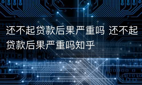 还不起贷款后果严重吗 还不起贷款后果严重吗知乎