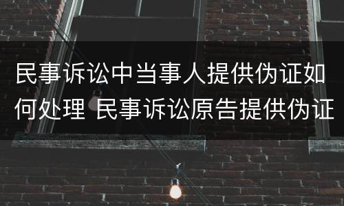 民事诉讼中当事人提供伪证如何处理 民事诉讼原告提供伪证怎么办