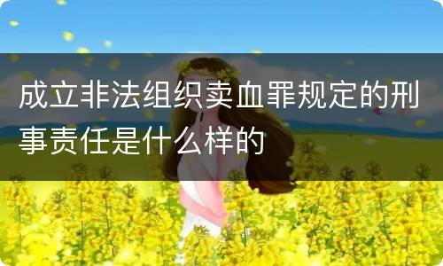 成立非法组织卖血罪规定的刑事责任是什么样的
