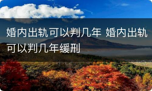 婚内出轨可以判几年 婚内出轨可以判几年缓刑