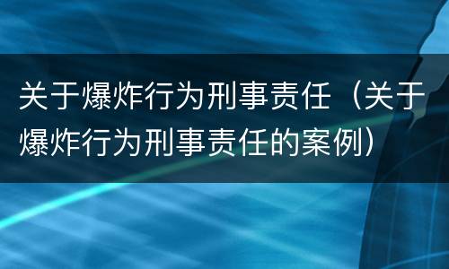 关于爆炸行为刑事责任（关于爆炸行为刑事责任的案例）