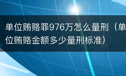 单位贿赂罪976万怎么量刑（单位贿赂金额多少量刑标准）