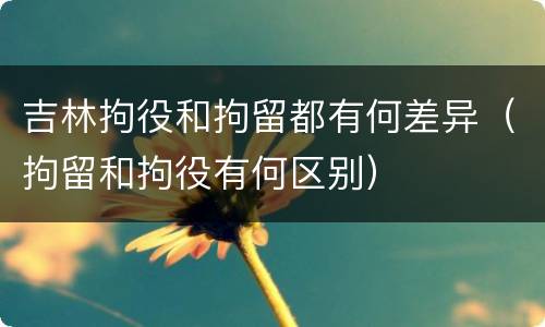 吉林拘役和拘留都有何差异（拘留和拘役有何区别）