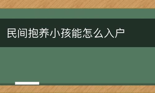 民间抱养小孩能怎么入户