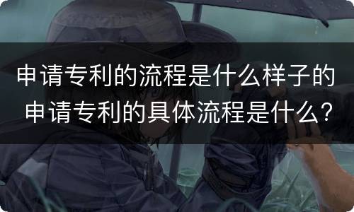 申请专利的流程是什么样子的 申请专利的具体流程是什么?