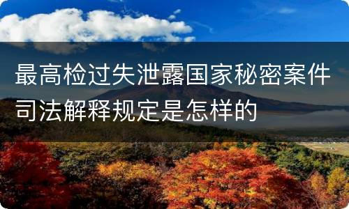 最高检过失泄露国家秘密案件司法解释规定是怎样的