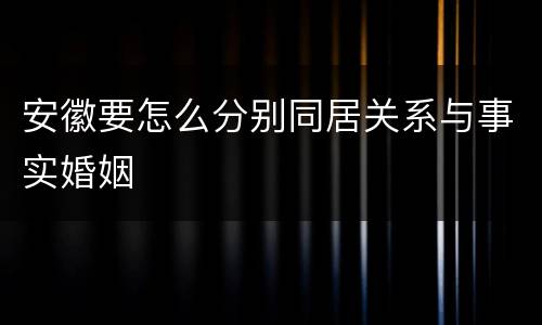 安徽要怎么分别同居关系与事实婚姻