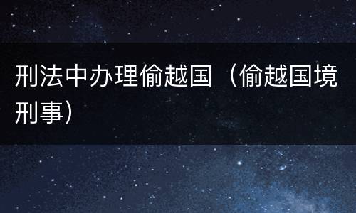刑法中办理偷越国（偷越国境刑事）