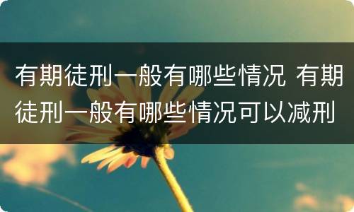 有期徒刑一般有哪些情况 有期徒刑一般有哪些情况可以减刑