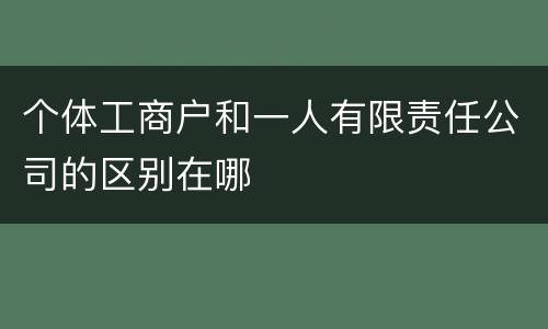 个体工商户和一人有限责任公司的区别在哪