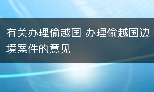 有关办理偷越国 办理偷越国边境案件的意见