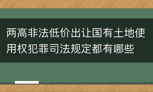 两高非法低价出让国有土地使用权犯罪司法规定都有哪些