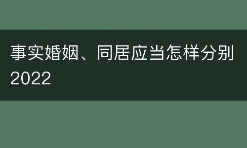 事实婚姻、同居应当怎样分别2022