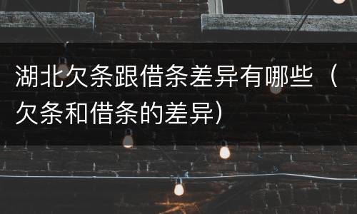 湖北欠条跟借条差异有哪些（欠条和借条的差异）