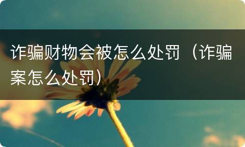 诈骗财物会被怎么处罚（诈骗案怎么处罚）