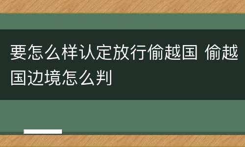要怎么样认定放行偷越国 偷越国边境怎么判