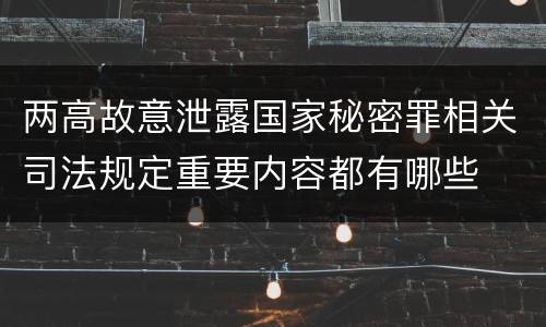 两高故意泄露国家秘密罪相关司法规定重要内容都有哪些