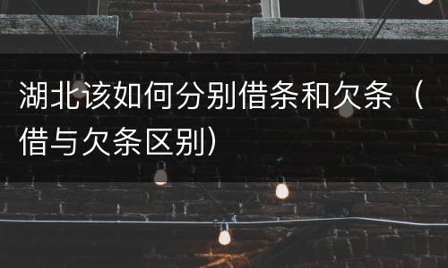 湖北该如何分别借条和欠条（借与欠条区别）