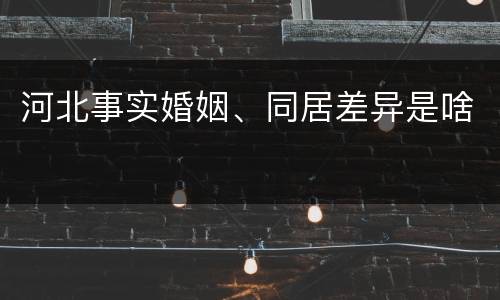 河北事实婚姻、同居差异是啥