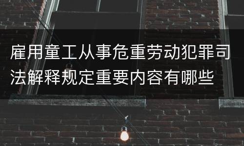雇用童工从事危重劳动犯罪司法解释规定重要内容有哪些
