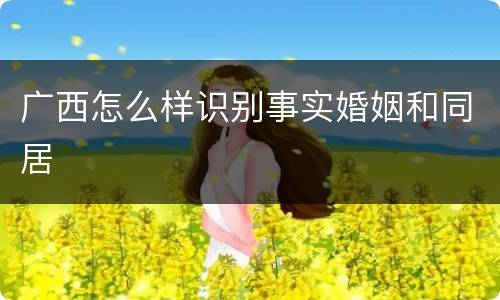 广西怎么样识别事实婚姻和同居