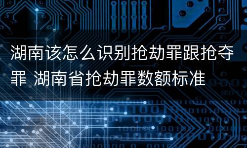 湖南该怎么识别抢劫罪跟抢夺罪 湖南省抢劫罪数额标准