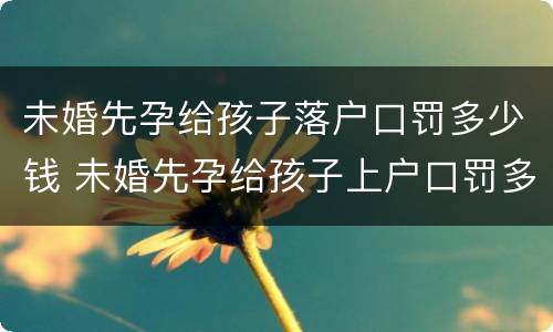 未婚先孕给孩子落户口罚多少钱 未婚先孕给孩子上户口罚多少钱