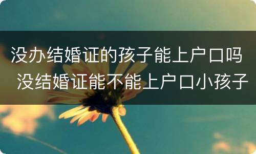 没办结婚证的孩子能上户口吗 没结婚证能不能上户口小孩子