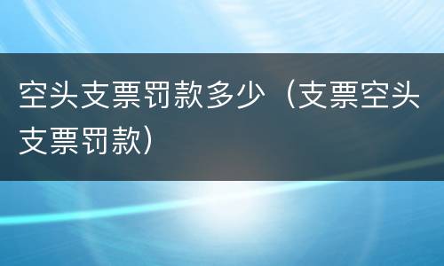 空头支票罚款多少（支票空头支票罚款）
