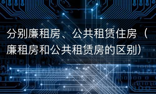 分别廉租房、公共租赁住房（廉租房和公共租赁房的区别）