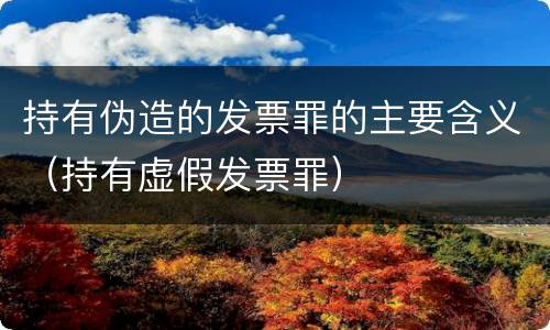 持有伪造的发票罪的主要含义（持有虚假发票罪）