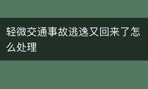 轻微交通事故逃逸又回来了怎么处理