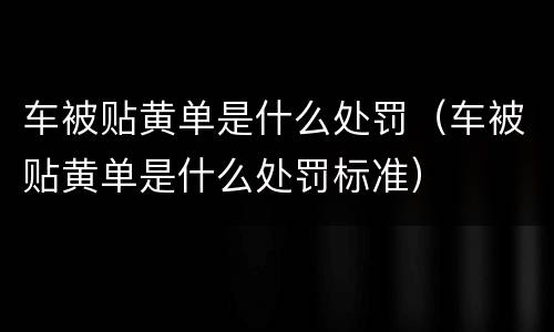 车被贴黄单是什么处罚（车被贴黄单是什么处罚标准）
