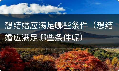 想结婚应满足哪些条件（想结婚应满足哪些条件呢）